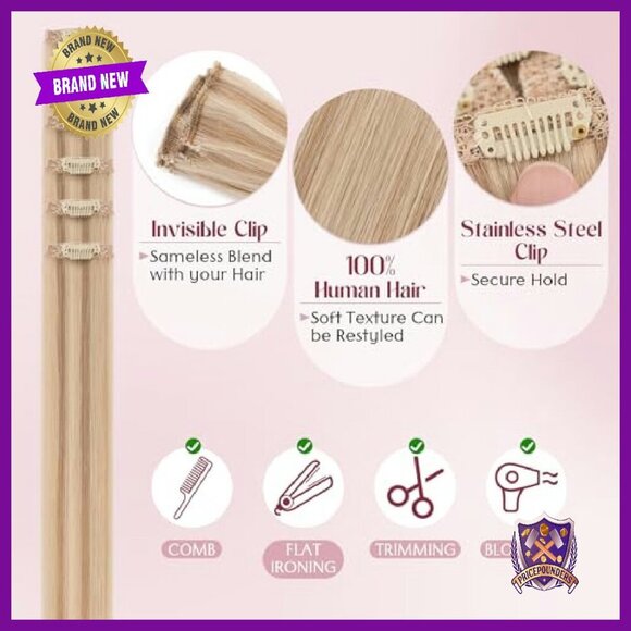 10 Inch Clip-In Human Hair Extensions 6 Piece Set Remy Straight main image 5